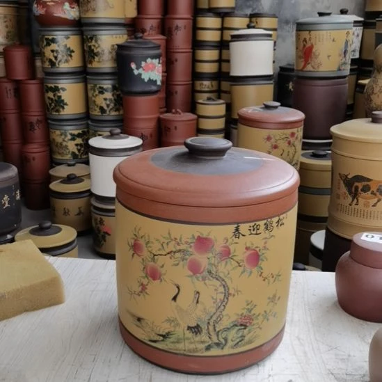 紫砂茶叶罐茶叶罐花鸟款1