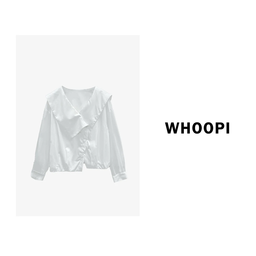 【Whoopi】【时髦定格】法式不规则大翻领衬衫简约小众上衣