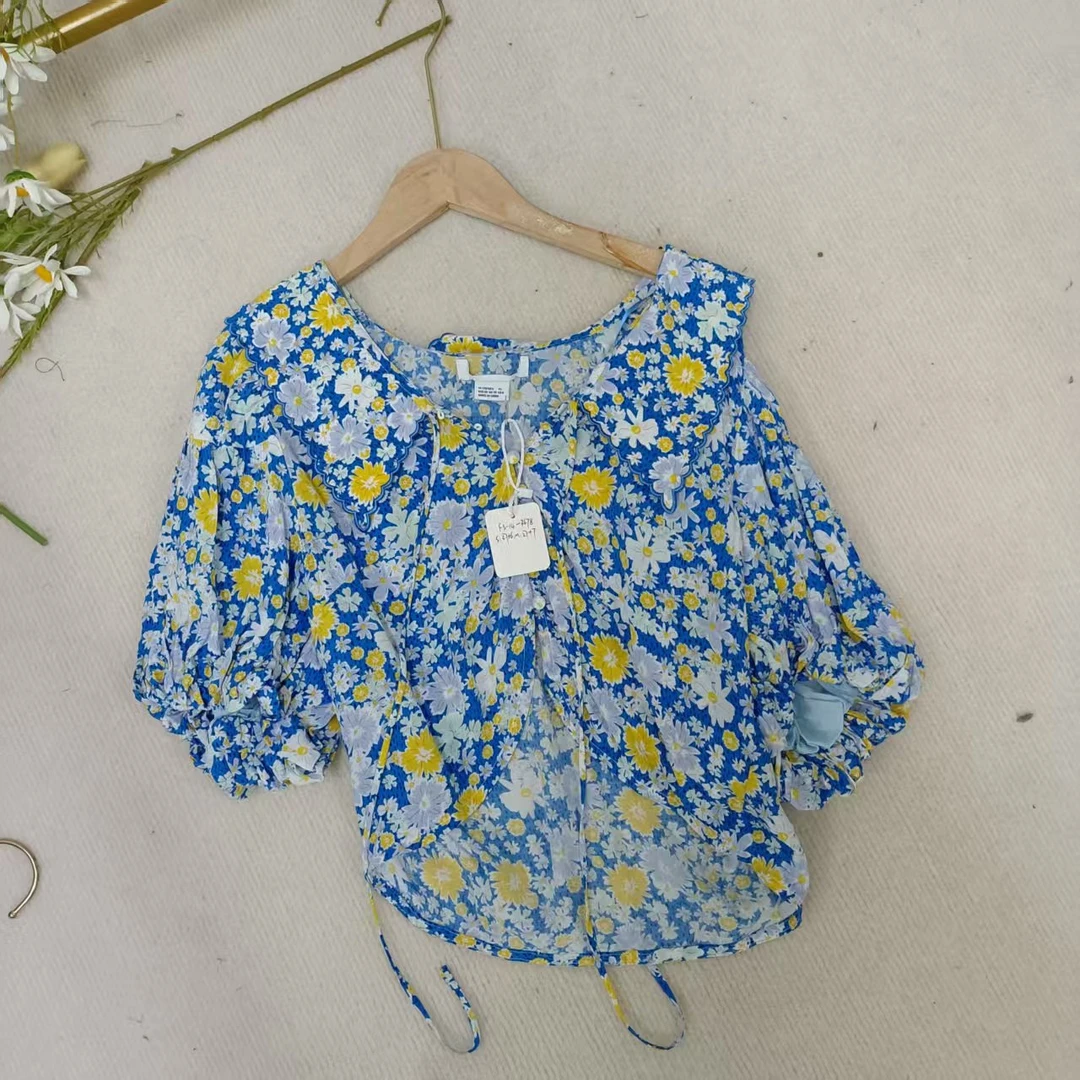 唯琳剪标   7仓F5-14-3678款   U家印花泡泡袖上衣