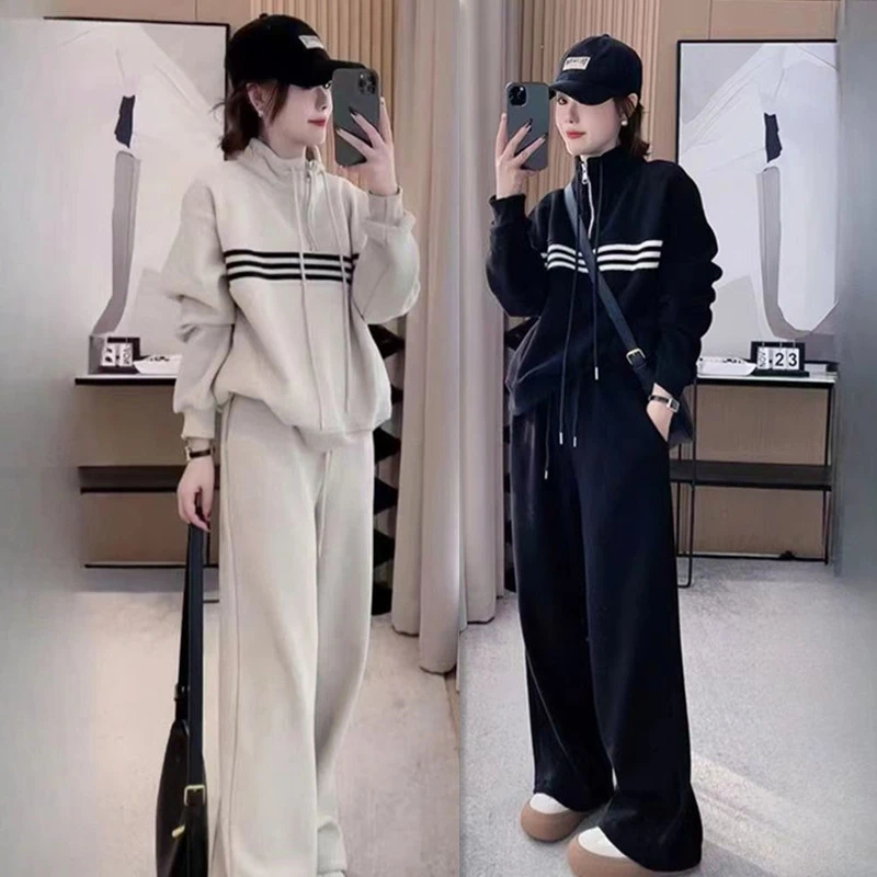200斤微胖mm休闲卫衣套装女士大码宽松显瘦遮肉时尚运动服两件套