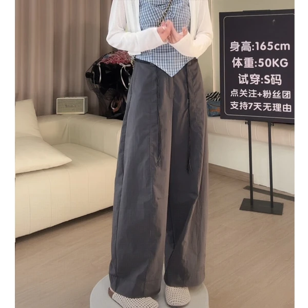 【空气裤】夏季新款韩系显瘦休闲宽松百搭阔腿裤女高腰遮胯直筒裤女
