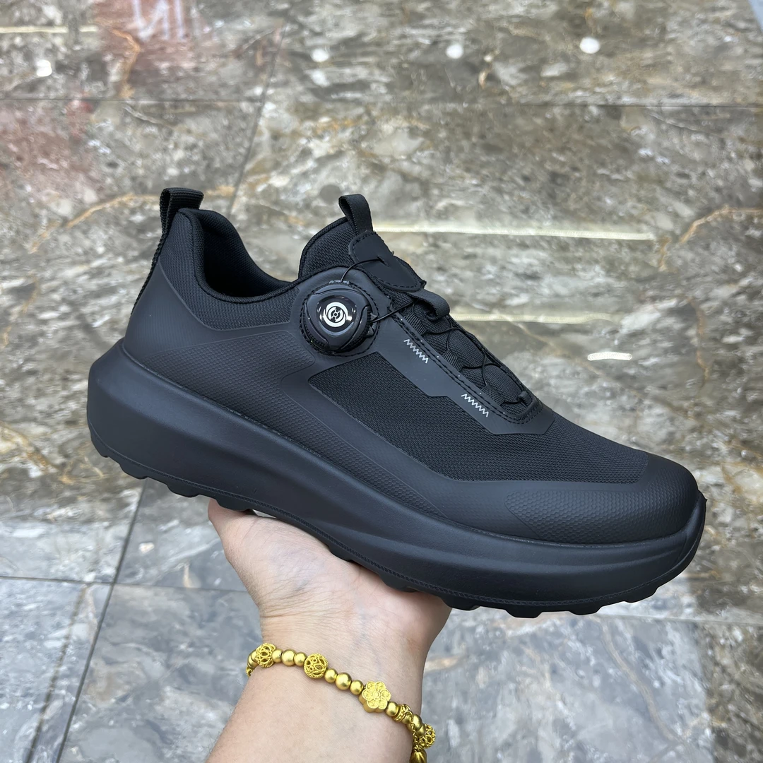 广州男鞋时尚纽扣厚底休闲鞋百搭男鞋单鞋棉鞋黑色鞋子男士潮鞋男