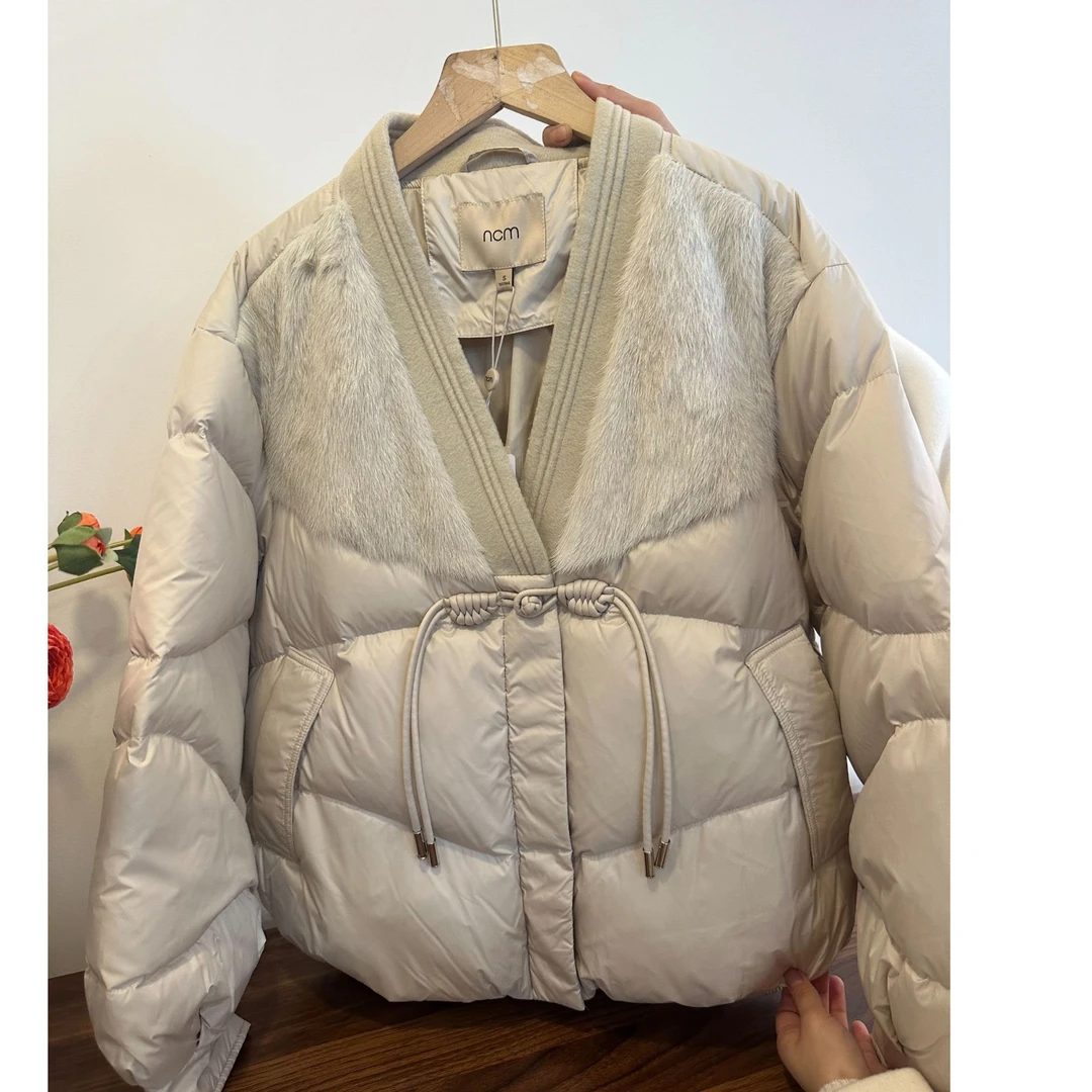 【直播专享】商场同款新品水貂毛拼接宽松版鹅绒服N1010B34992