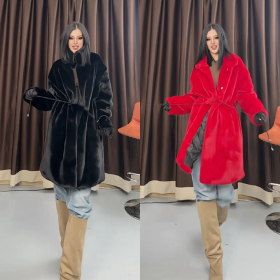 TAFRE设计款90长气质毛毛外套0104#