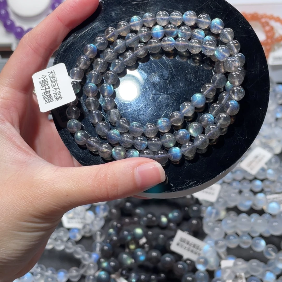 手链长石未镶嵌马岛多圈黑体灰月光6m+