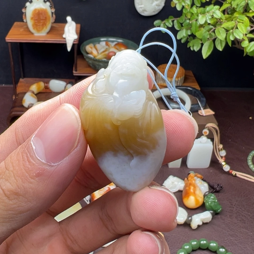 和田玉未镶嵌吊坠(不含链)和田玉财神