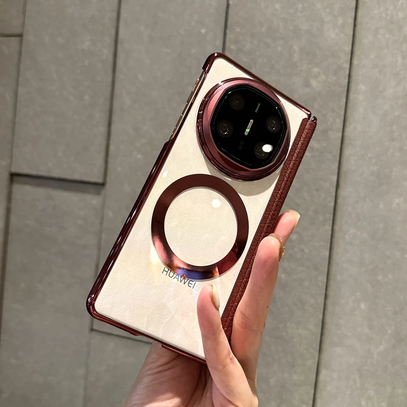 适用华为matex5手机壳Matex6中轴包裹透明黑红磁吸套简约高级后壳