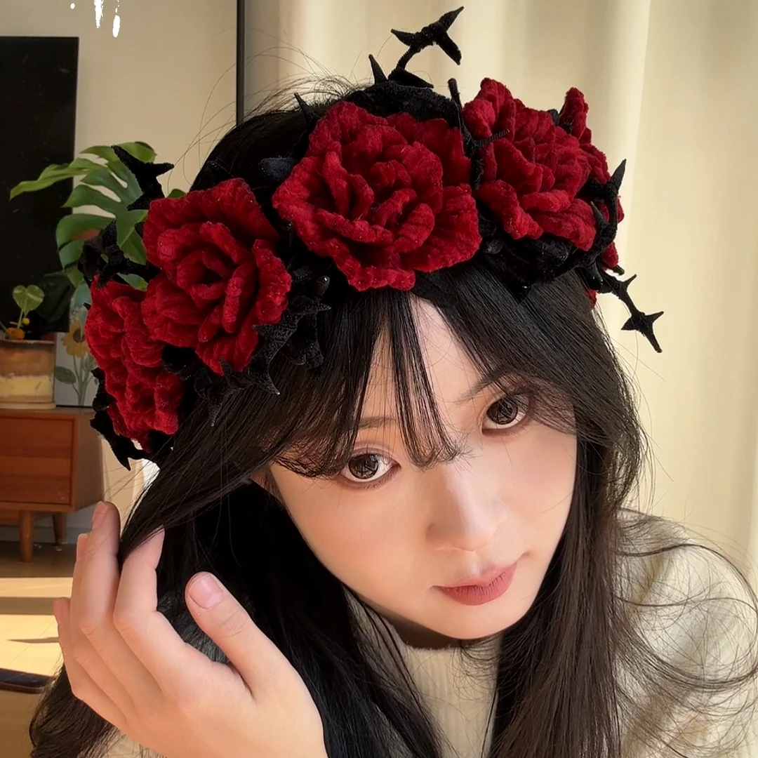 复古荆棘黑暗玫瑰花环手工DIY扭扭棒礼物材料包非成品