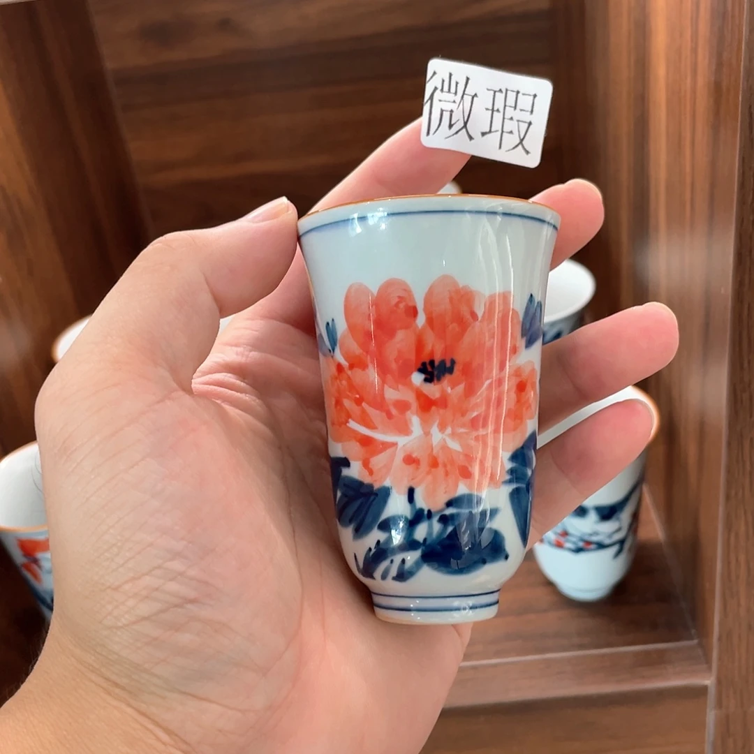 釉下手绘茶具微瑕