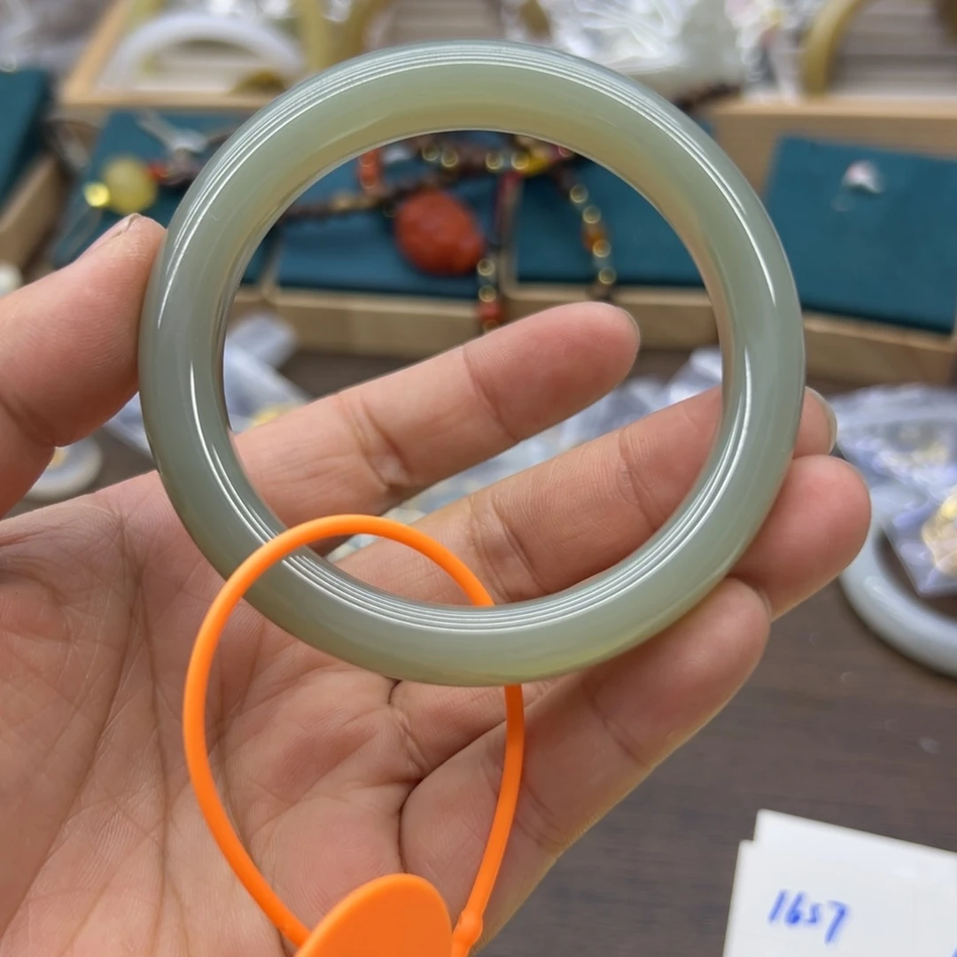 和田玉未镶嵌手镯58圈围1716