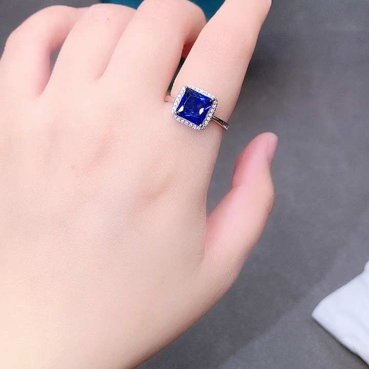 戒指蓝宝石银S925镶嵌