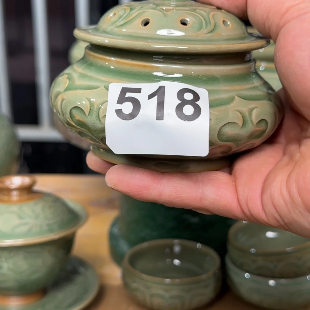 中***夜瓷片耀州窑手工香炉瑕疵不退换