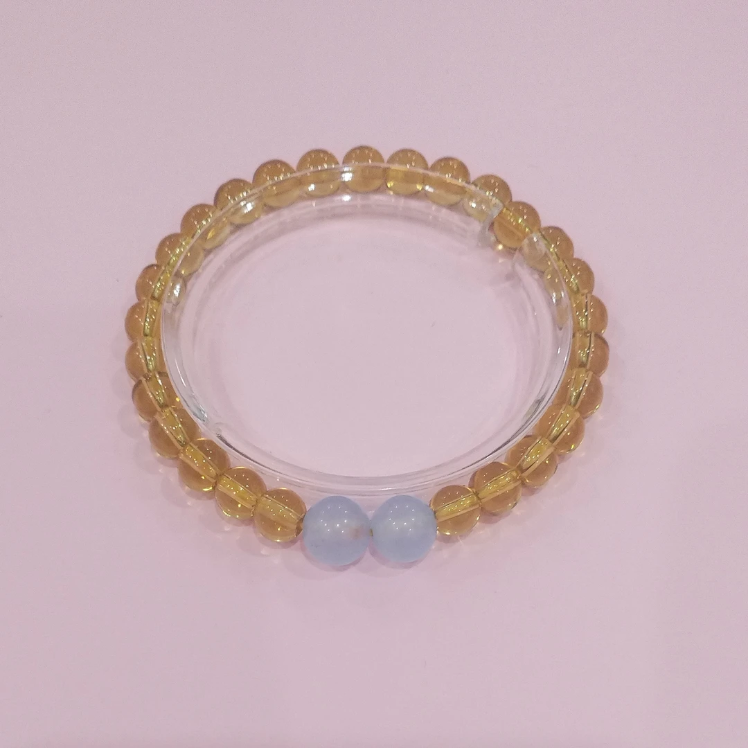 天然卡6巴西黄水晶配天然卡8海蓝宝时尚手链057