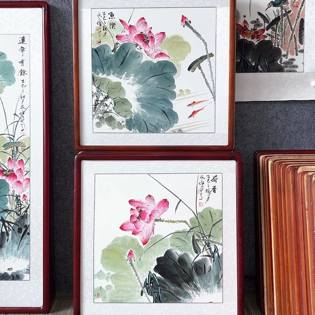 国画书画作品带框63×63