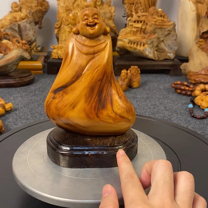 柏木（崖柏）崖柏弥勒佛摆件根雕工艺品