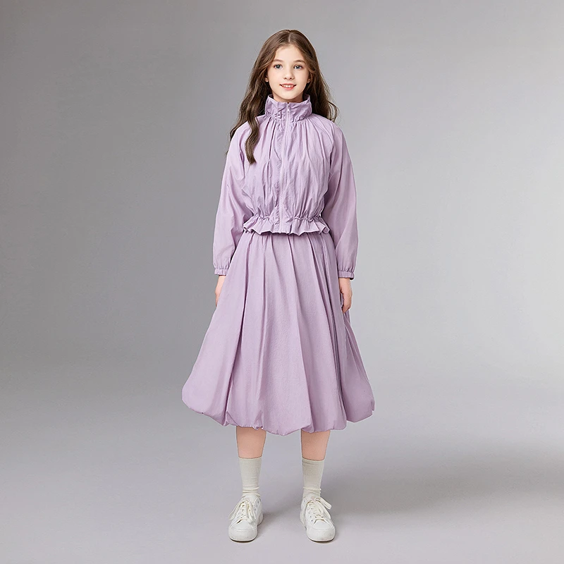 DEESHA/笛莎女童25中大童春装儿童立领外套+花苞裙套装-7M251T302