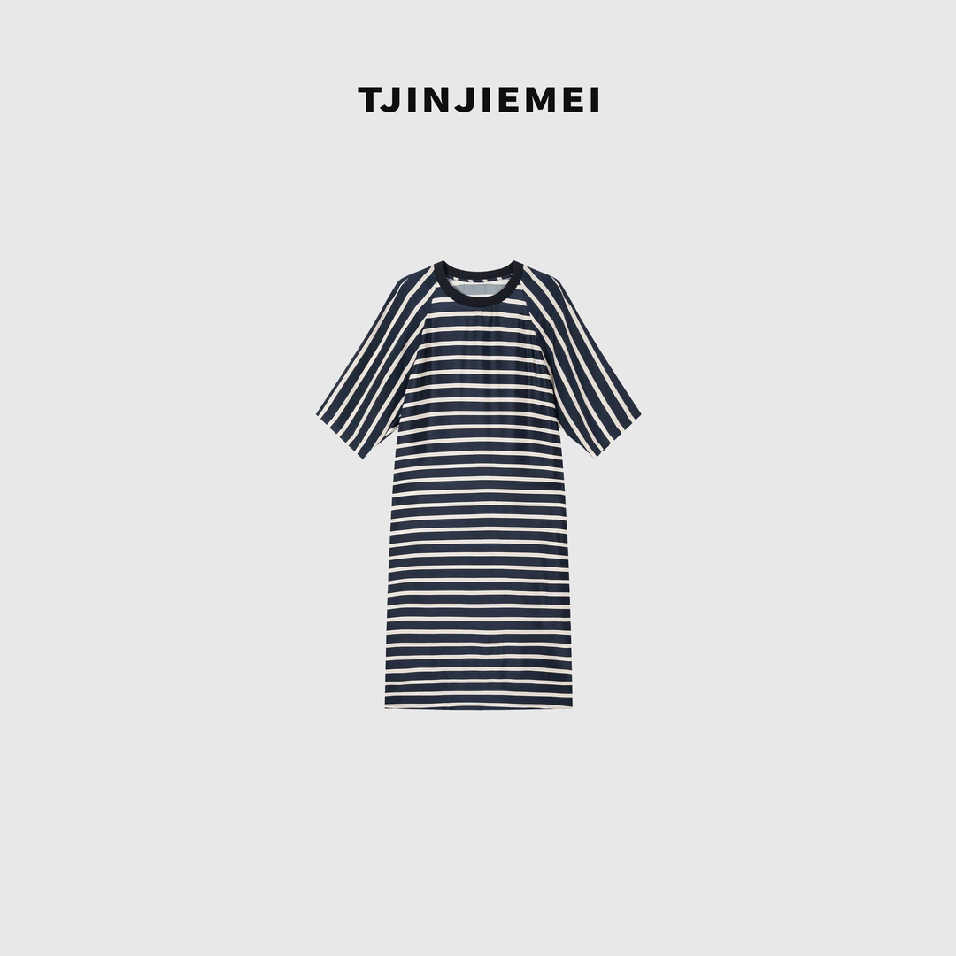 T井姐妹【曲线】夏季新款设计感条纹桑蚕丝连衣裙LYQ2505-S2790