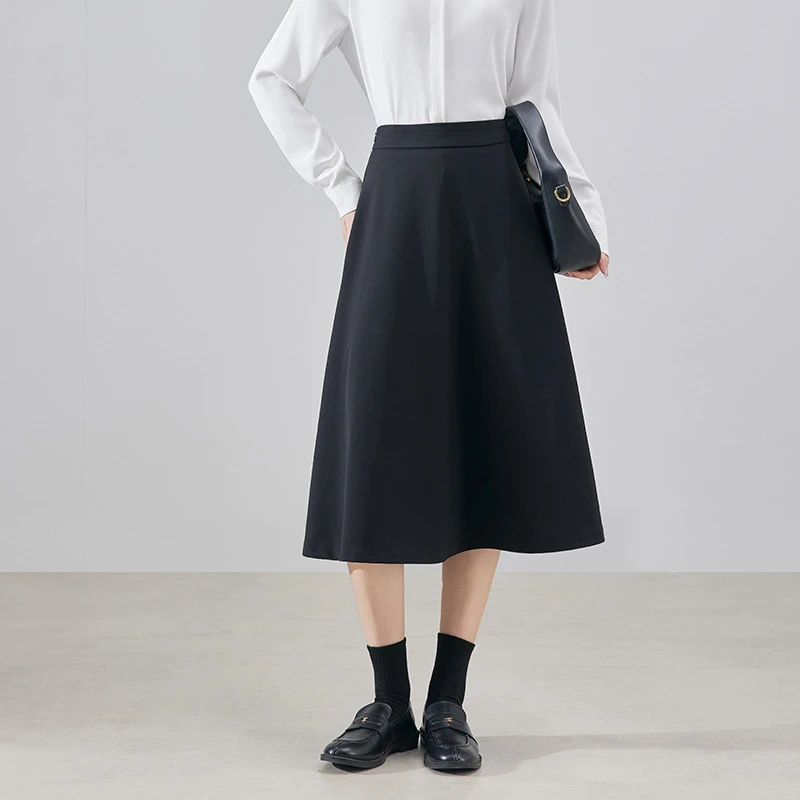 高腰半身裙女2025新款小个子通勤气质百搭A字裙高级感休闲中长裙