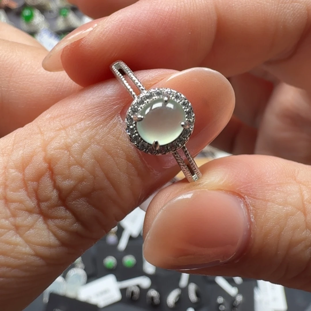 翡翠银S925镶嵌戒指23