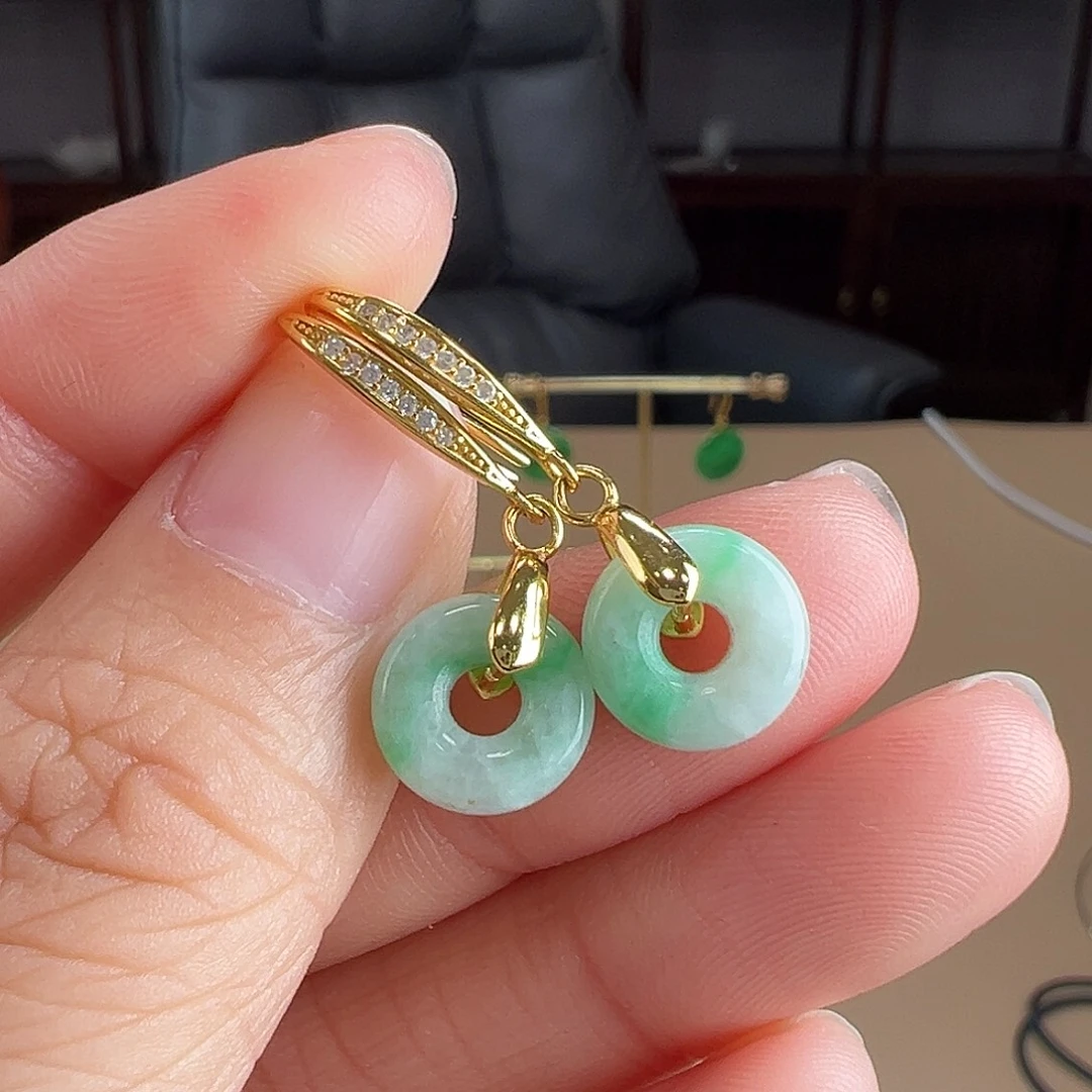 翡翠银S925镶嵌耳饰耳饰54