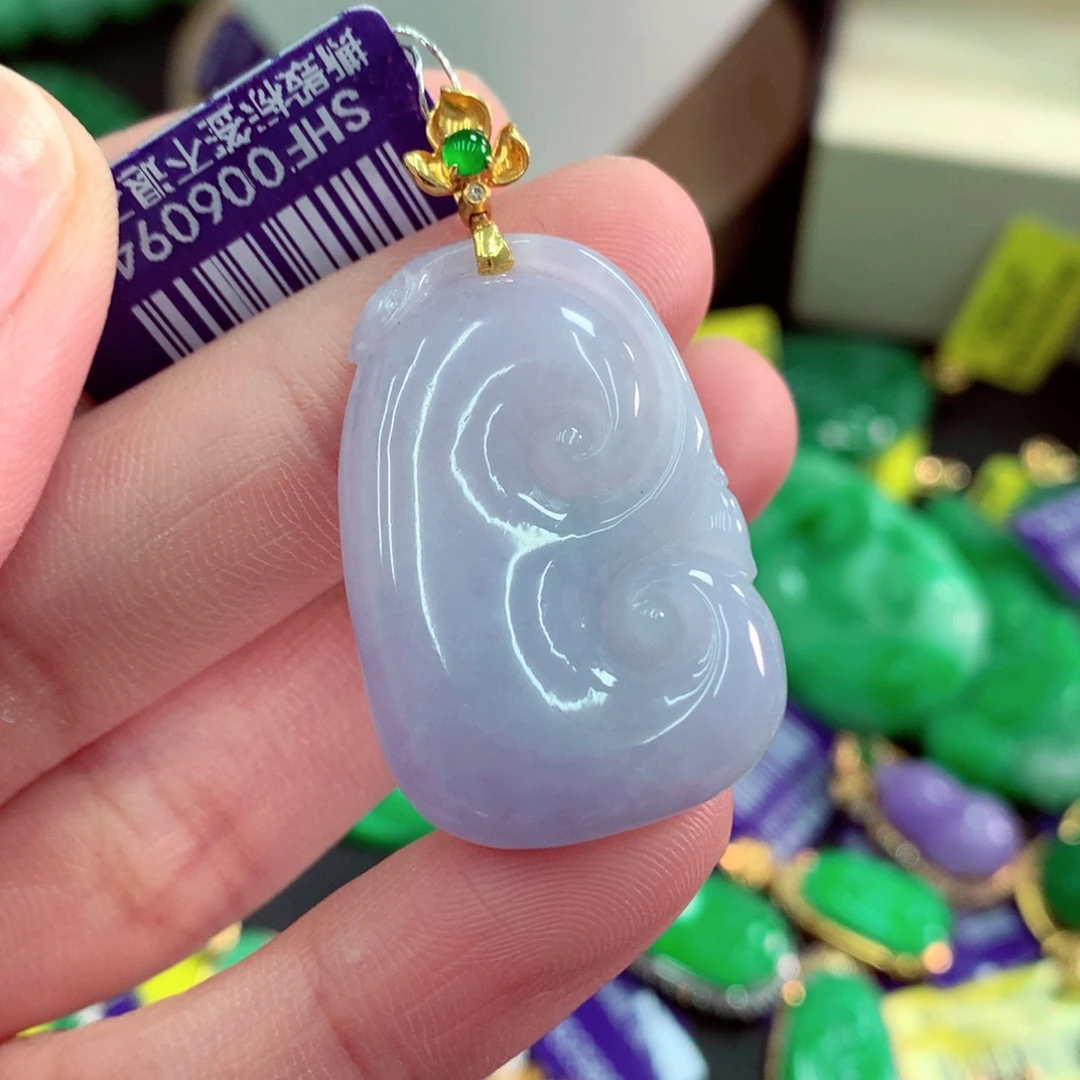 吊坠(不含链)18K金镶嵌翡翠