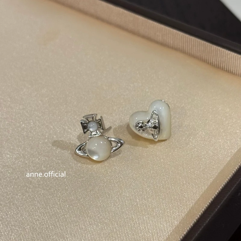 铜合金耳饰 不对称AB款爱心小众耳钉【R433】