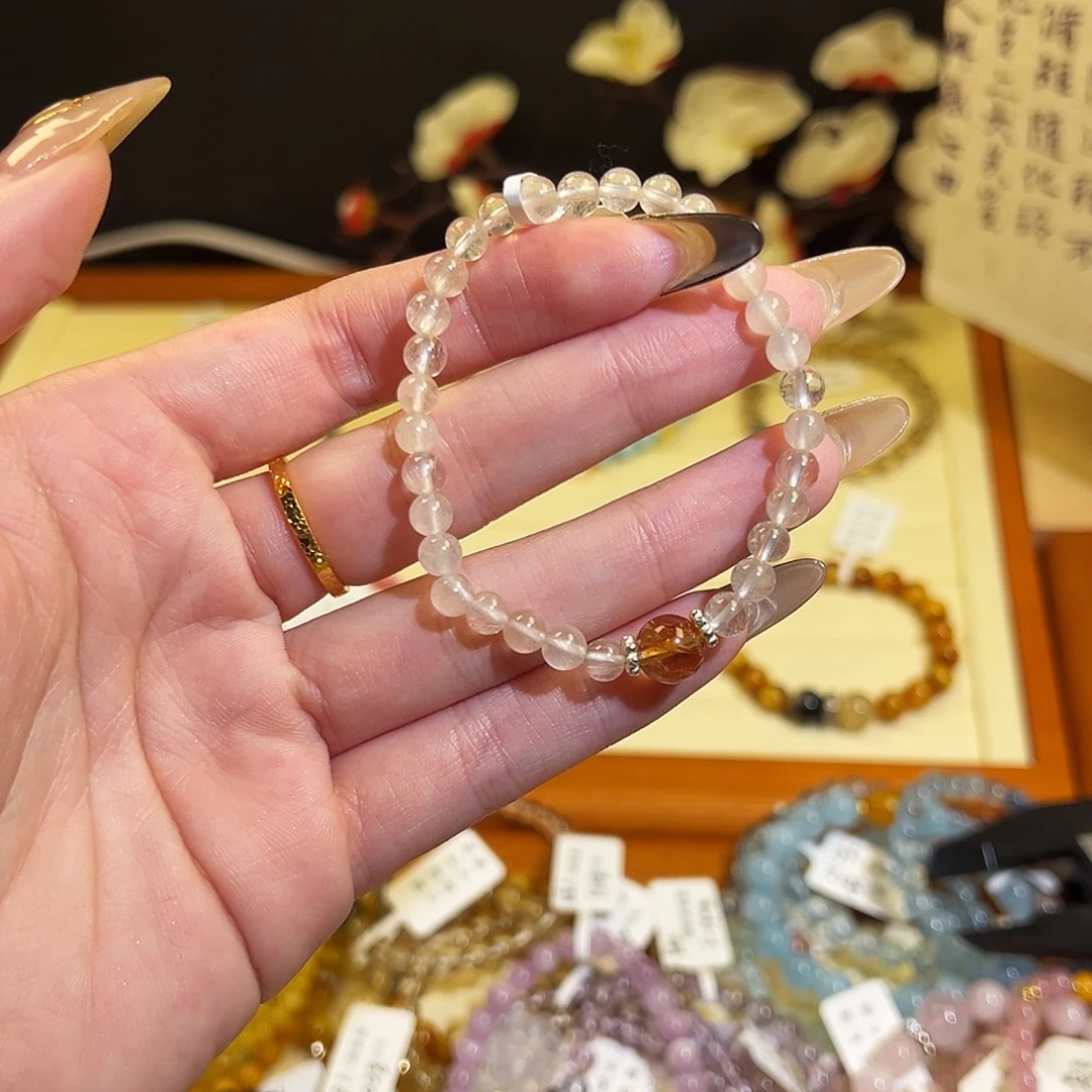 烟晶手链银S925镶嵌-兔毛5019