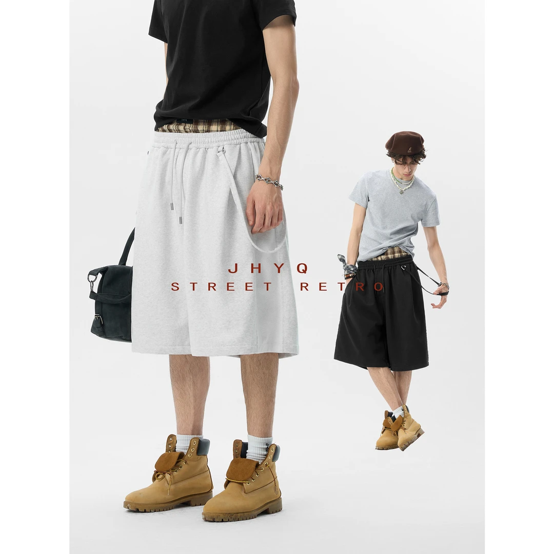 【JHYQ】夏季简约休闲运动五分短裤男宽松潮牌街头基础百搭中裤555