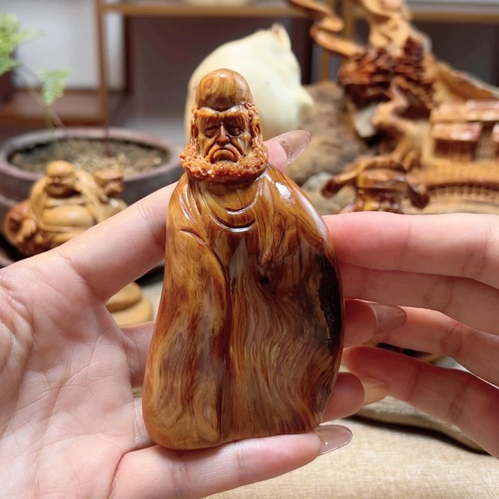 柏木红骨达摩手把件