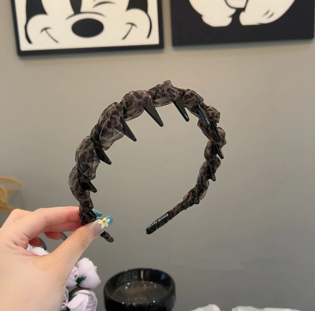 韩国欧根纱豹纹碎发发箍