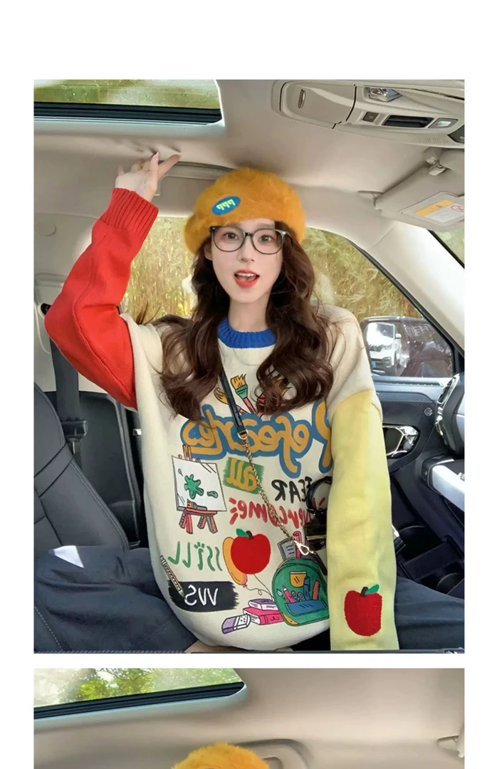 【001-100】兜兜-港潮风女t恤宽松时尚百搭夏季新款宽松印花短袖