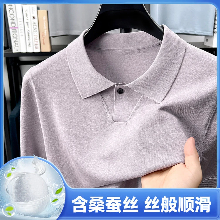 短袖男宽松中年翻领简约休闲夏季薄款轻熟休闲半袖纯色高中生polo