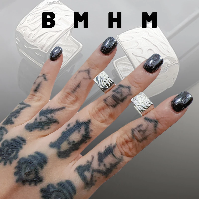 BMHM 铜合金耳饰 925银针褶皱肌理感方形耳扣冷淡风简约耳环百搭