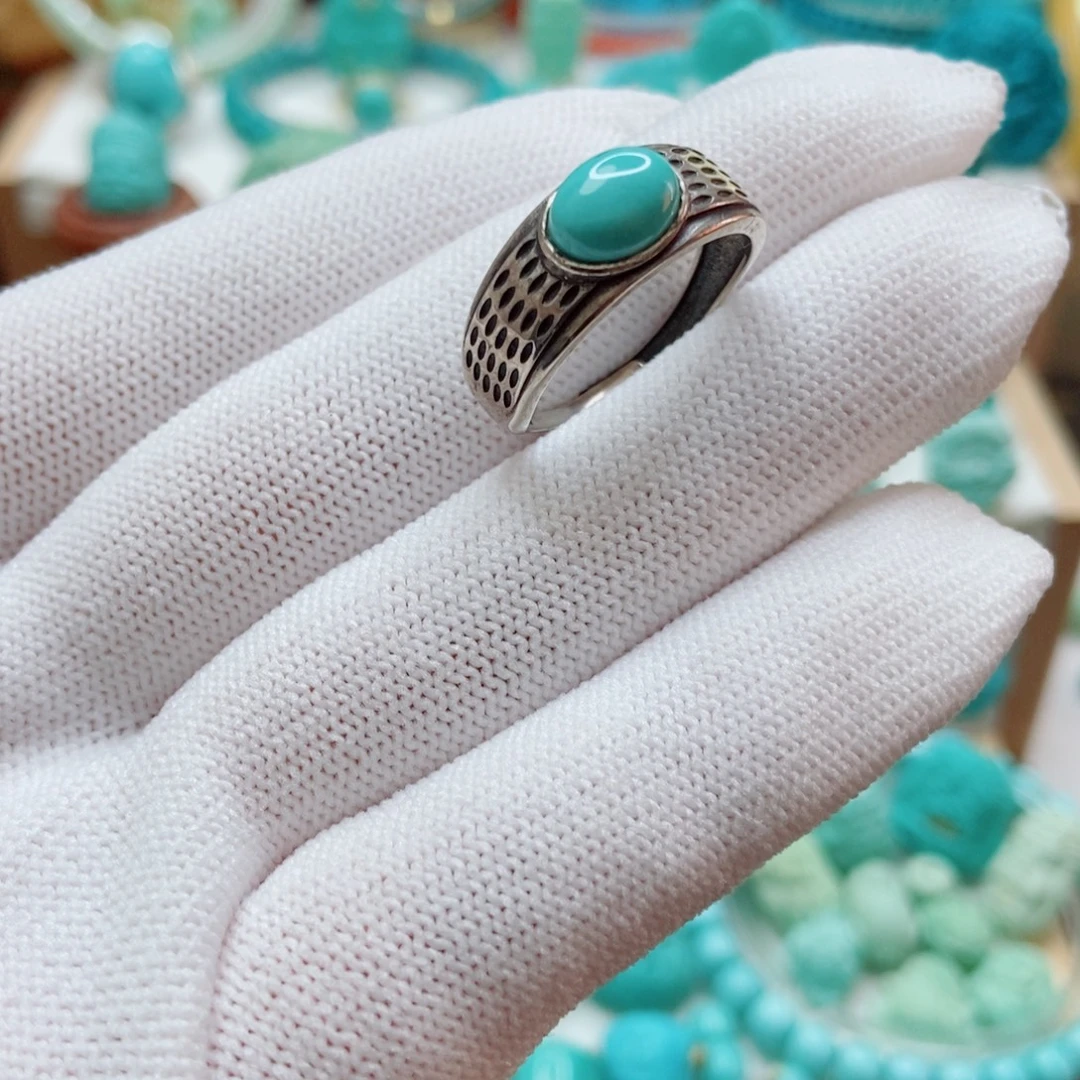 绿松石银S925镶嵌戒指