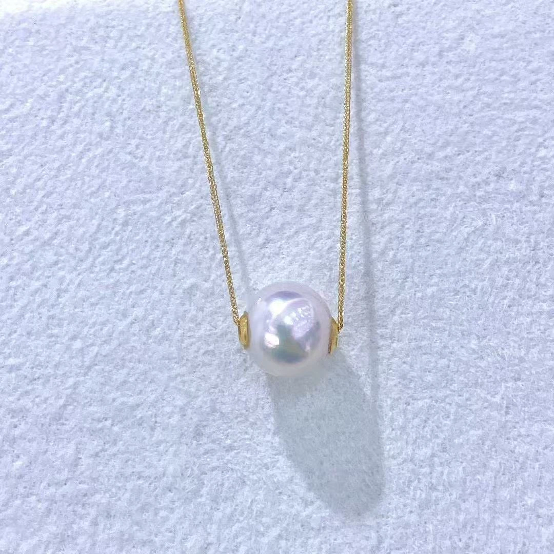 天然珍珠 海水akoya路路通吊坠 8-9MM 18K金 P1237