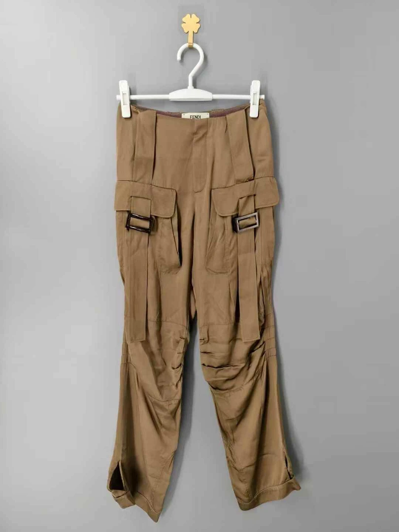 99新 FENDI/芬迪 葡萄籽潮流/FENDI直筒褶裥长裤工装裤/36码时尚