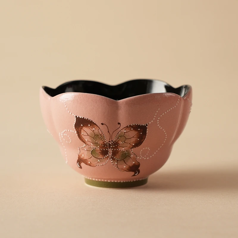 闻兮创意手绘蝴蝶主人杯高端白瓷小茶杯女性茶具个人专用杯品茗杯