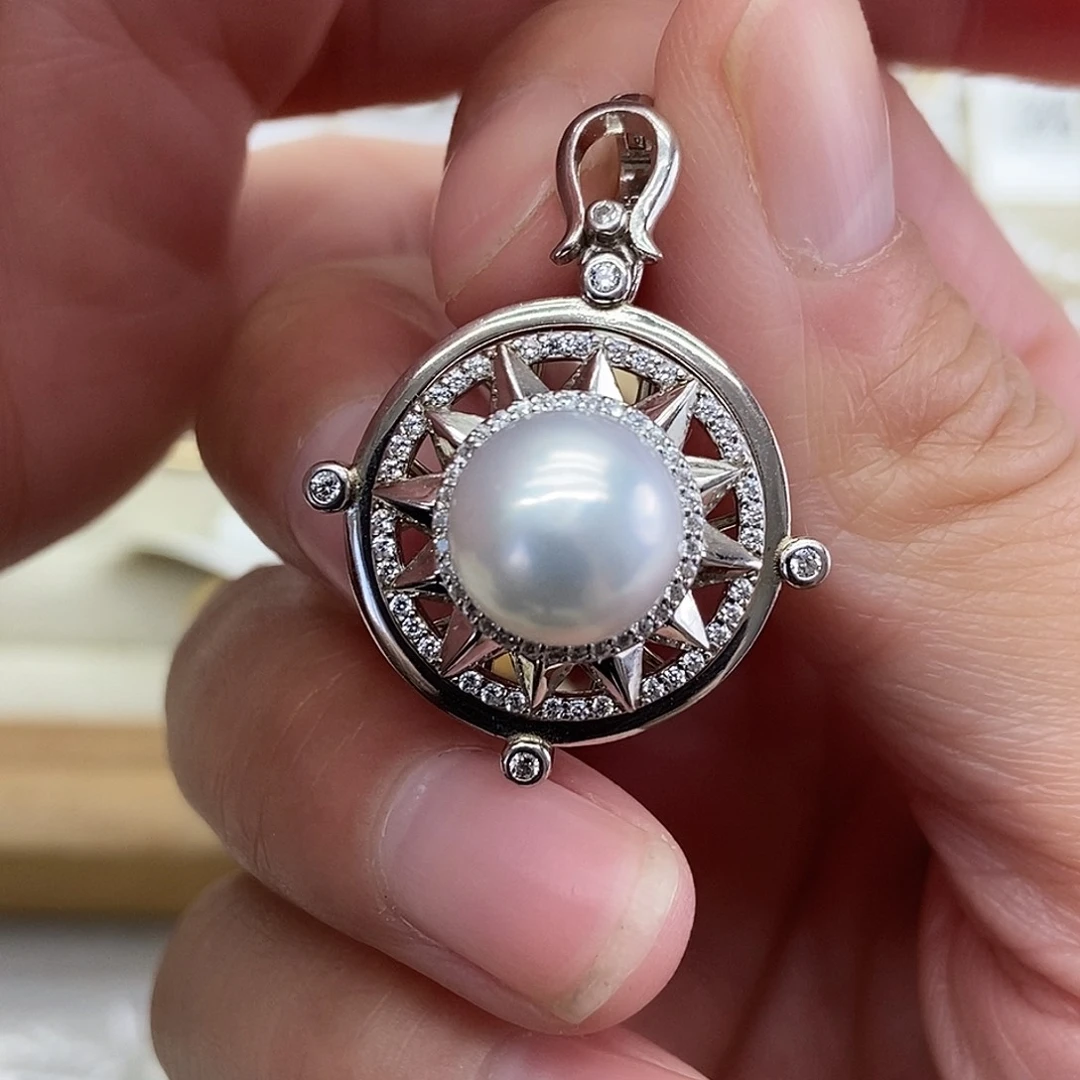 吊坠(不含链)银S925镶嵌海水珍珠