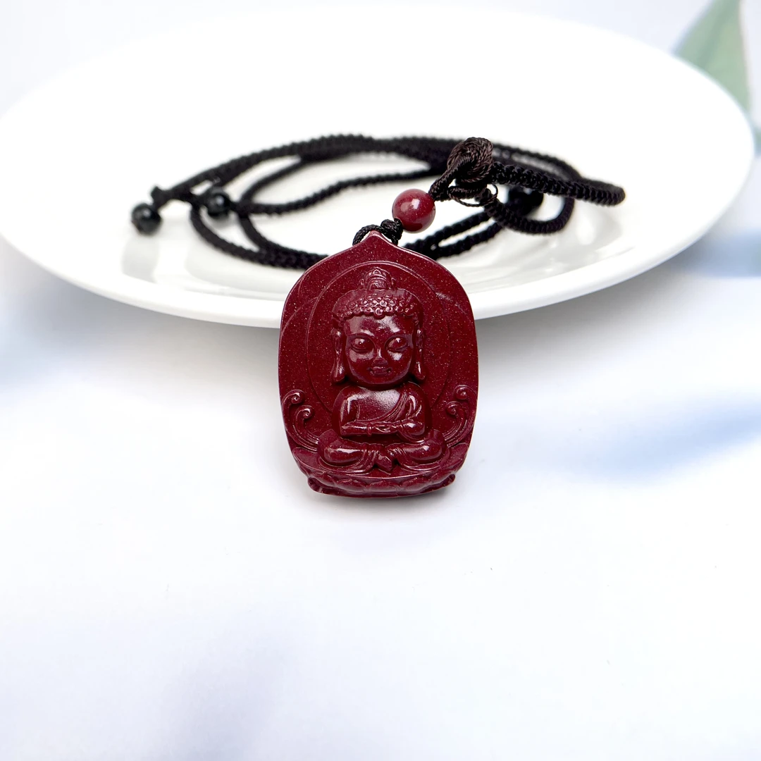 含辰砂工艺品 石惑珠宝~41031朱砂宝宝佛吊坠