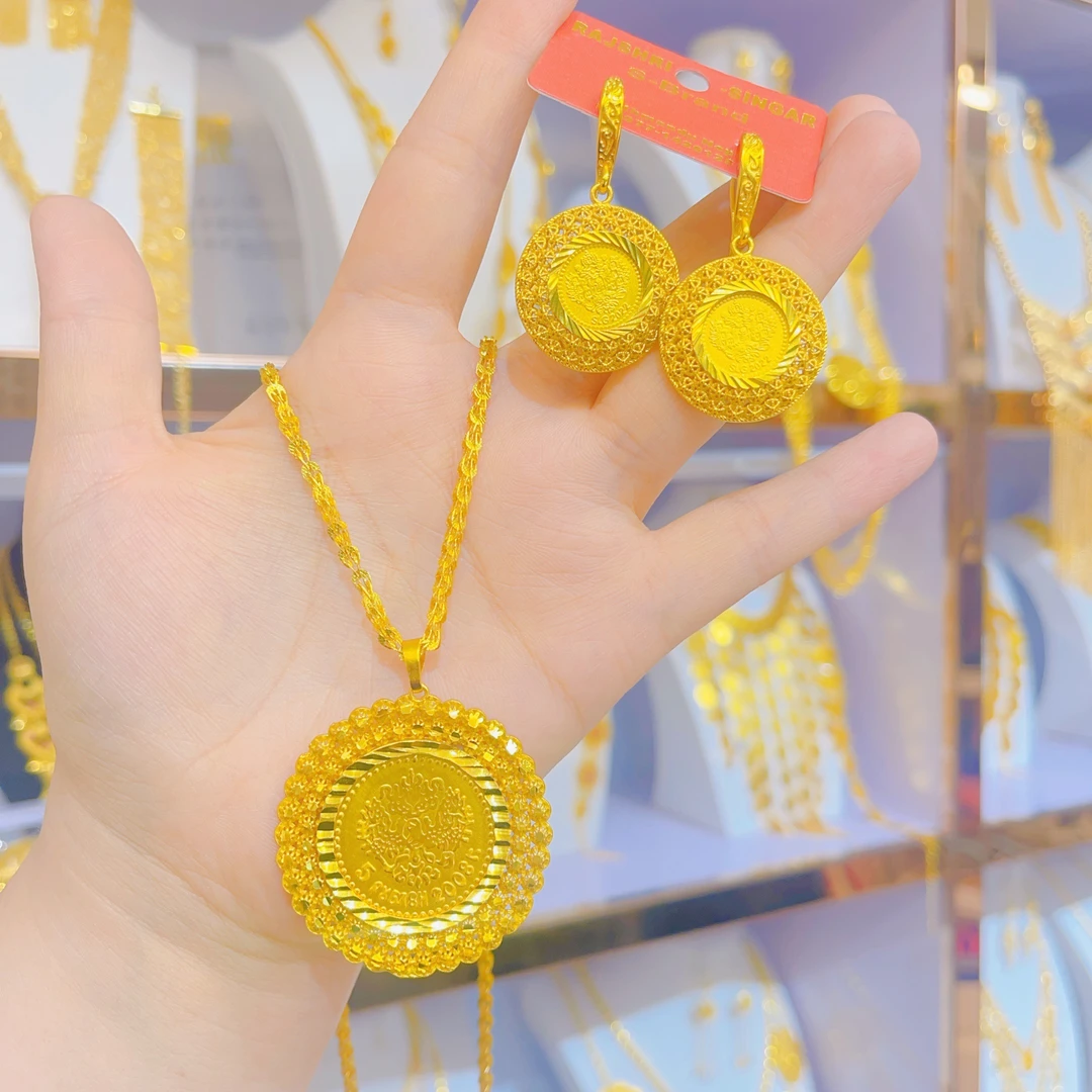 非金属亚克力项链 铜合金 货号5060时尚两件套金色简约气质百搭