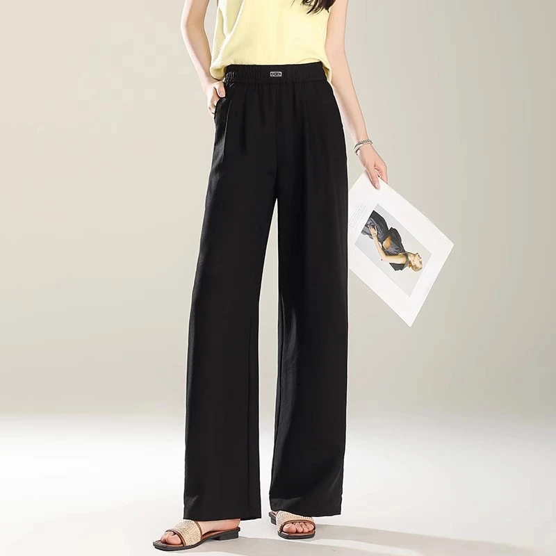 亚麻裤子小个子阔腿裤2025夏季新款宽松直筒休闲裤薄款洋气长裤女
