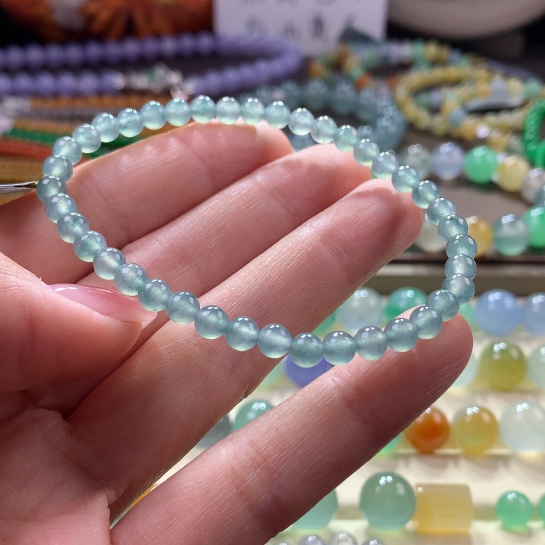 翡翠手链未镶嵌冰蓝飘花小米卡4.5