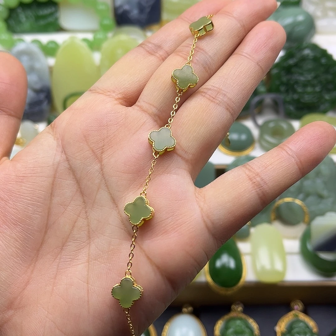 和田玉银S925镶嵌手链