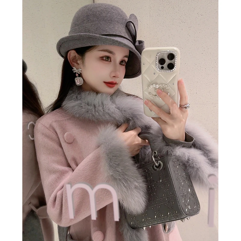 【法香赫拉】2024原创设计100％双面羊毛外套女狐狸毛双面尼大衣