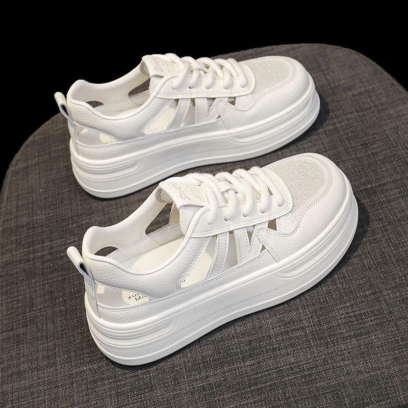 PLOVER厚底增高包头凉鞋女2025夏新款外穿厚底运动鞋松糕罗马凉鞋