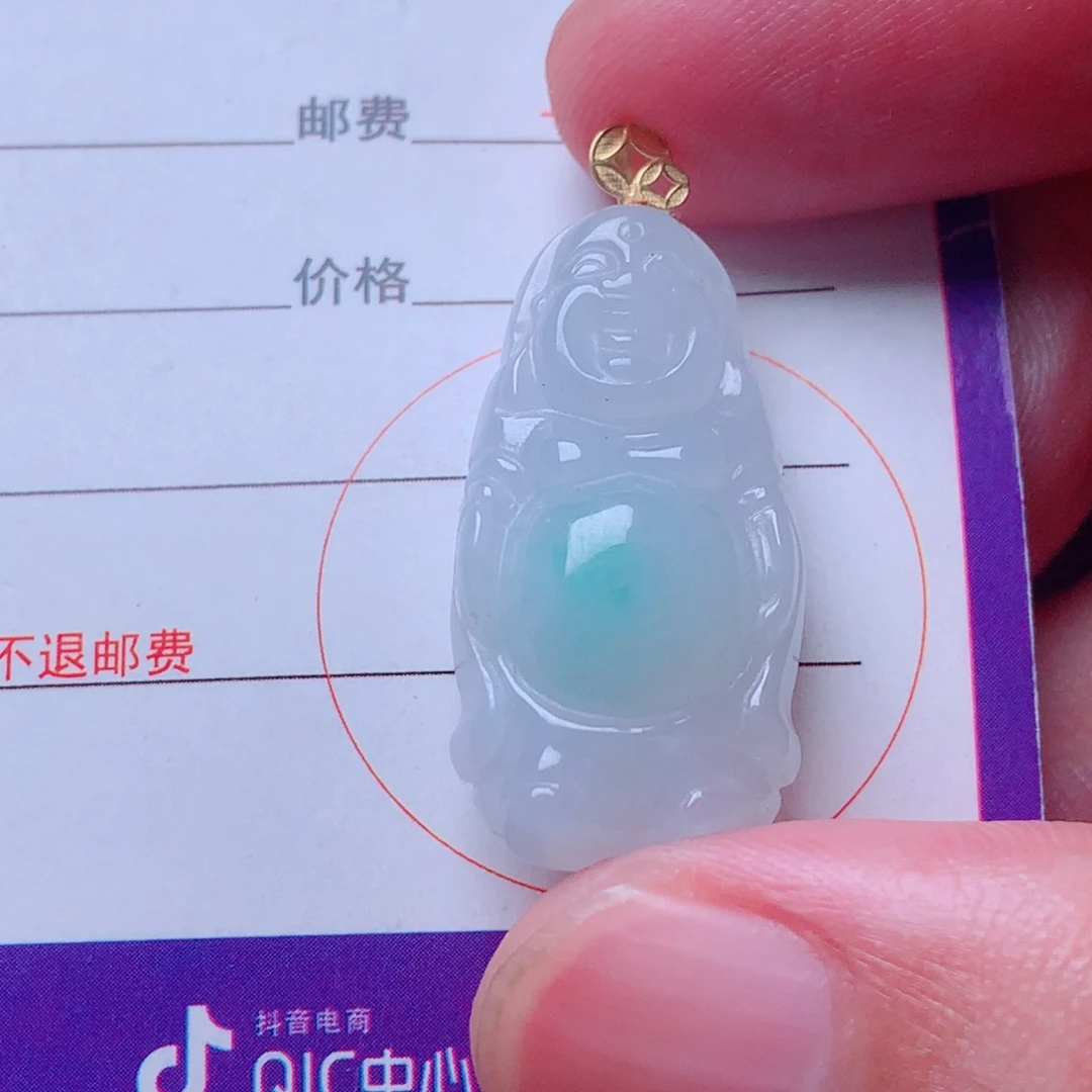 颈饰18K金镶嵌翡翠佛