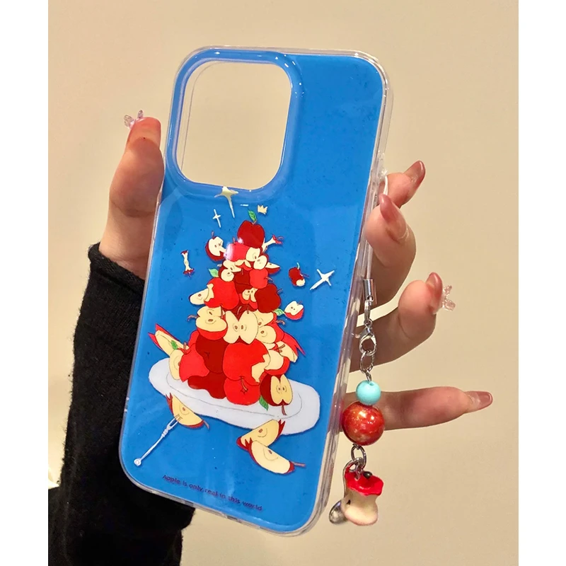 雅天立油画红苹果堆挂件适用苹果iphone16手机壳华为vivo小米oppo