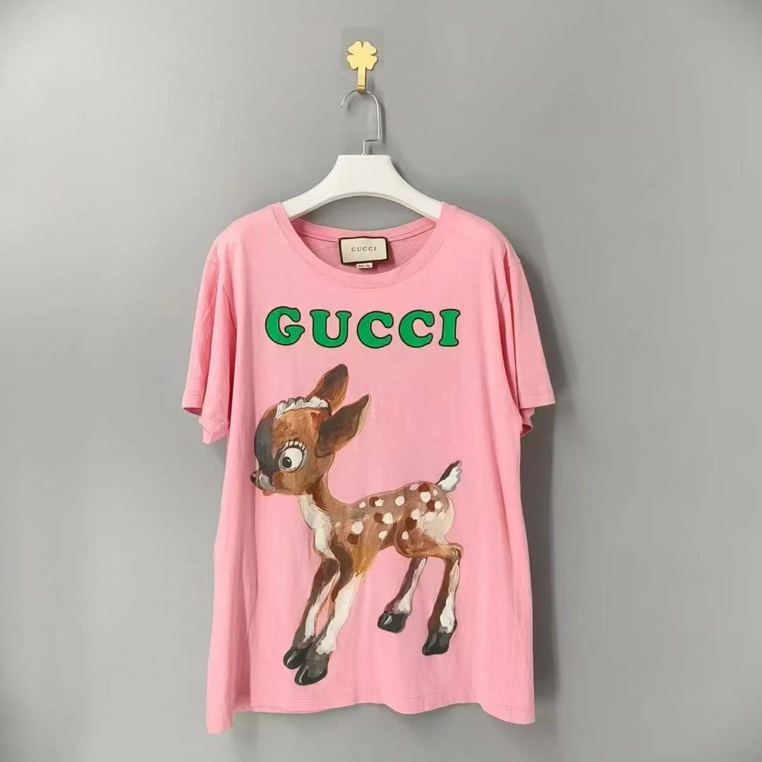 99新 GUCCI/古驰 葡萄籽奢潮/Gucci 古驰小鹿印花字母短袖/S