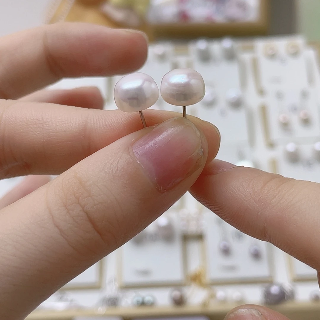 东***膜银S925镶嵌耳饰淡水珍珠