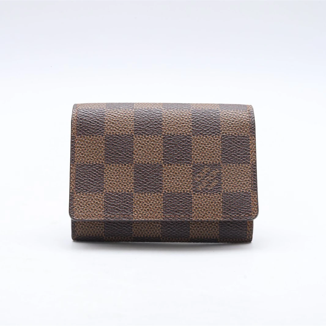 99新 LouisVuitton/路易威登 新粉黑黑名片夹棕色棋盘格 PVC 2010